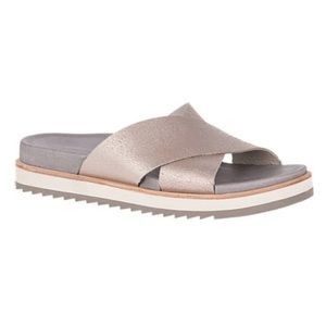 Merrell Juno Flats Metallic 7 Leather Platform Slide Sandals Comfort Resortwear